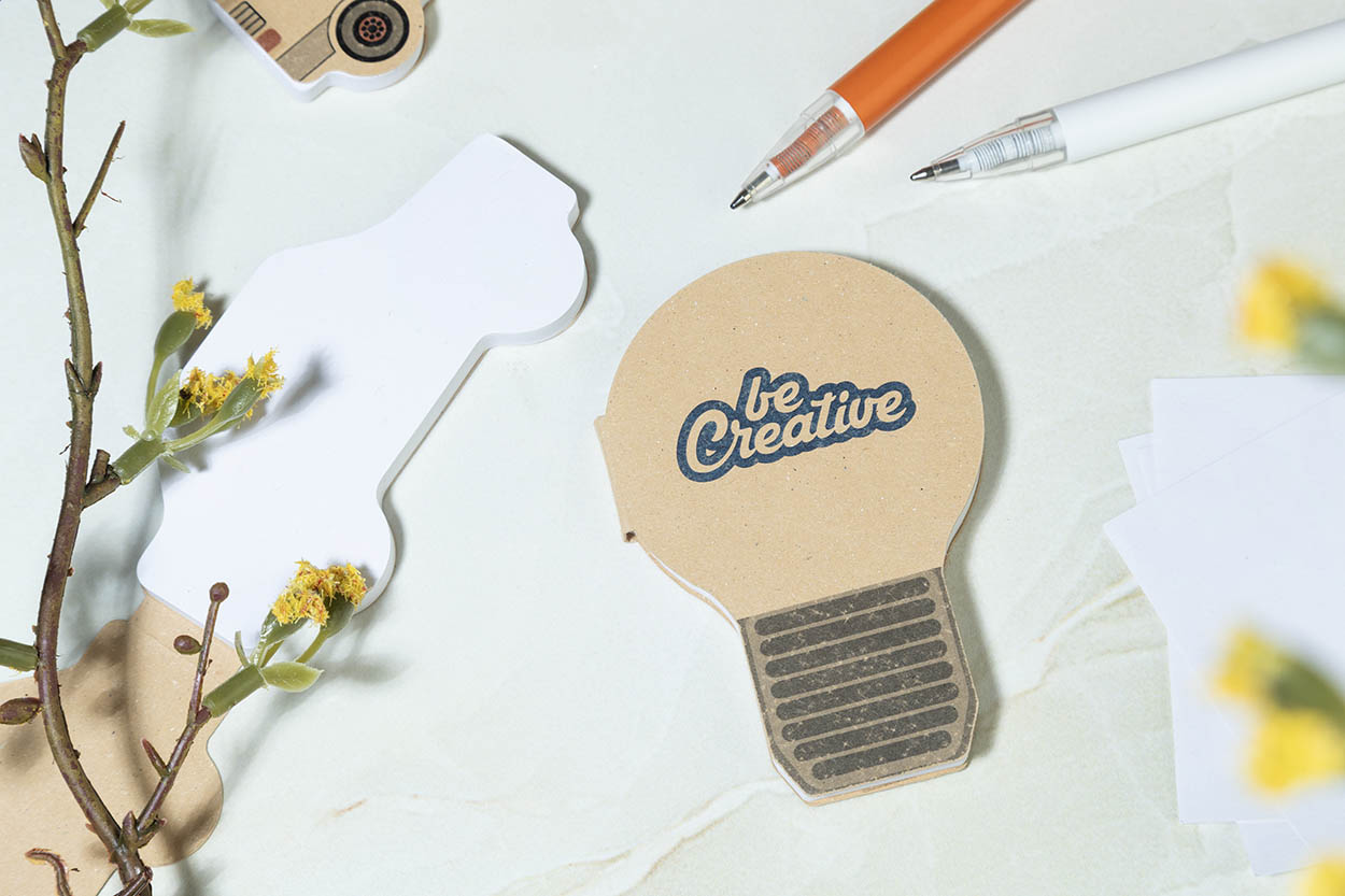 CreaStick Bulb Eco samolepicí blok na poznámky na zakázku přírodní