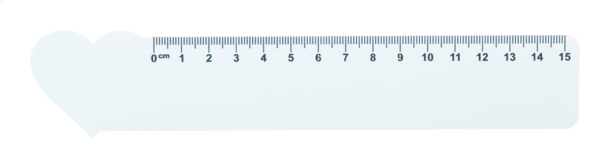 Couler 15 15 cm pravítko, srdce bílá