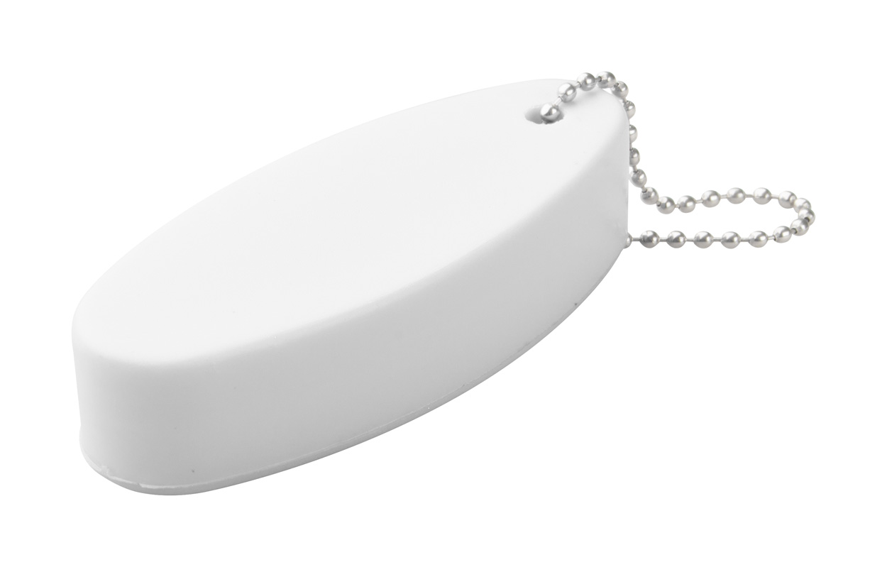 Islan antistres privjesak ovalnog oblika s metalnim lancem, bijele boje s tiskom 