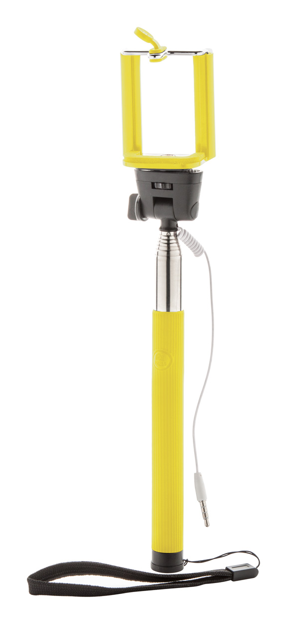Promo  Nefix, selfie štap od nehrđajućeg čelika s gumenom drškom i univerzalnim držačem za mobitel, bijele boje