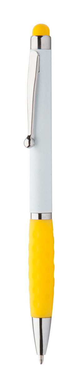 Promo  Sagurwhite plastična kemijska olovka i olovka za zaslon sa gumenom drškom, žute boje