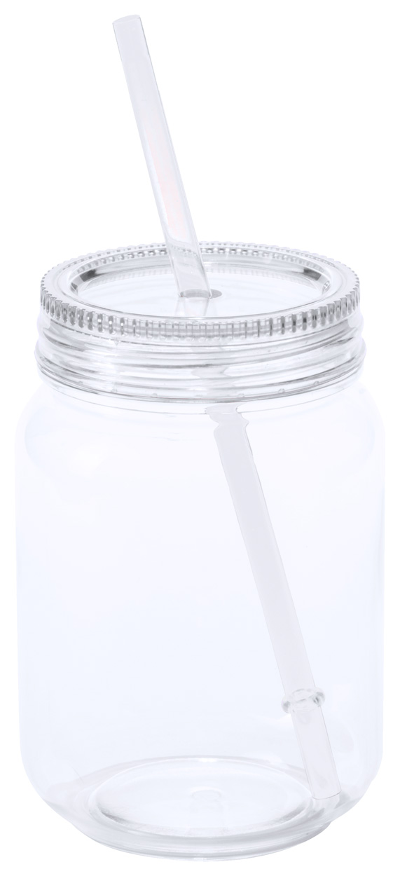 Promo  Sirex, plastična čaša s poklopcem i slamkom, kapaciteta 600 ml, bijele boje
