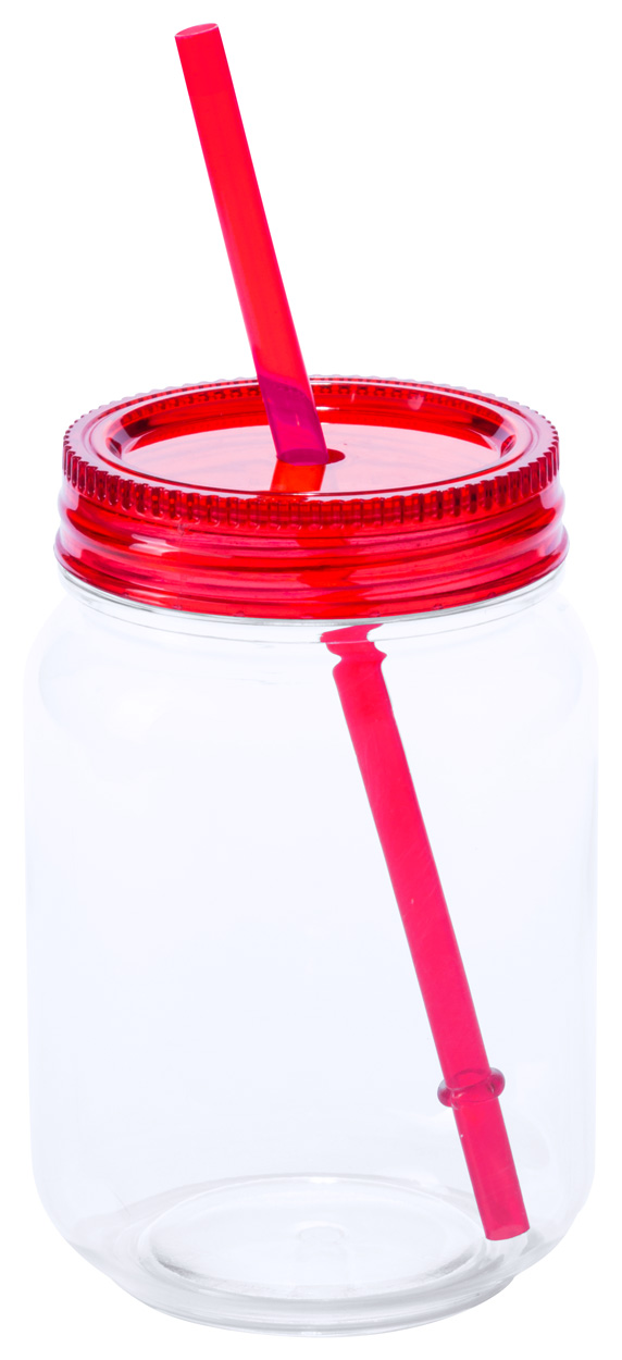 Promo  Sirex, plastična čaša s poklopcem i slamkom, kapaciteta 600 ml, bijele boje