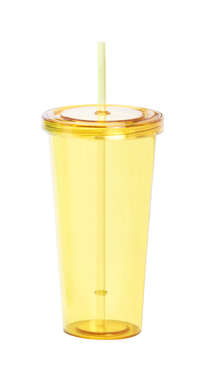 Promo  Trinox, prozirna plastična čaša sa slamkom, kapaciteta 750 ml, bijele boje