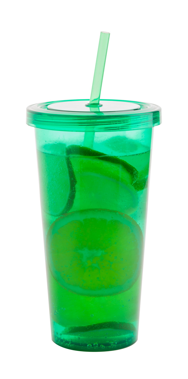 Promo  Trinox, prozirna plastična čaša sa slamkom, kapaciteta 750 ml, bijele boje