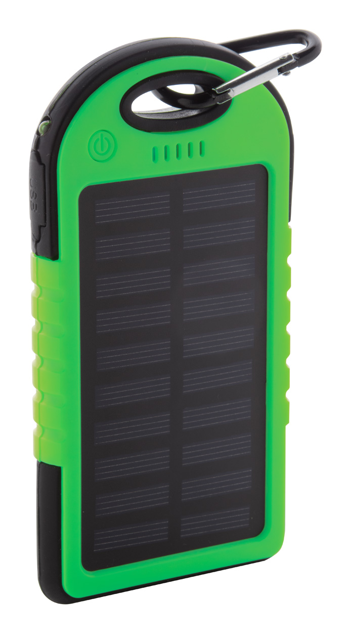 Promo  Lenard, silikonski solarni USB punjač sa baterijom od 4000 mAh, jednom LED svjetiljkom i micro USB kabelom, žute boje