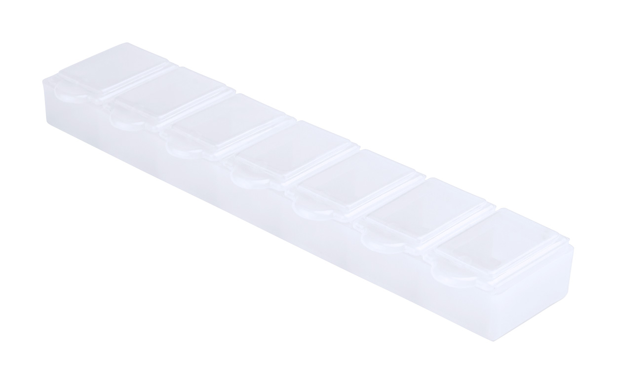 Promo  Lucam, plastična kutija za tablete s 7 odjeljaka, bijele boje