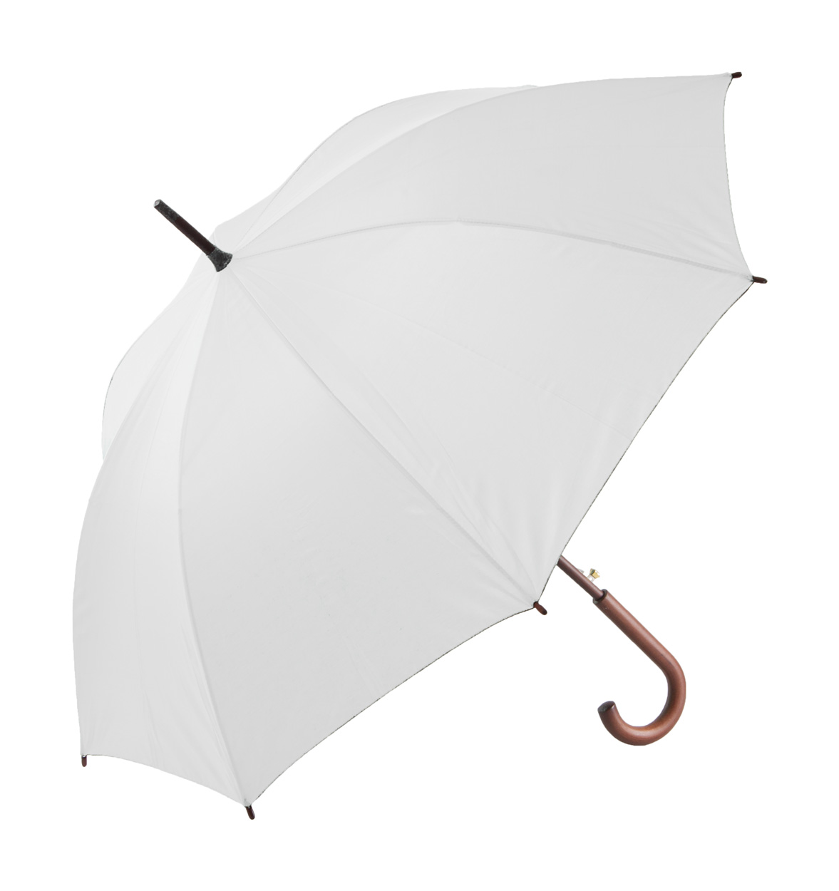 Henderson automatski kišobran od poliestera s drvenom drškom, bijele boje s tiskom 