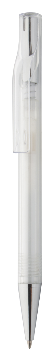 Promo  Stork plastična kemijska olovka prozirne boje i kromiranim vrhom, bijele boje