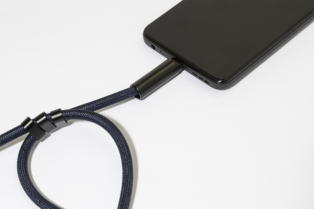 CuffCharge 60W RPET kabel s náramkem na mobil tmavě modrá