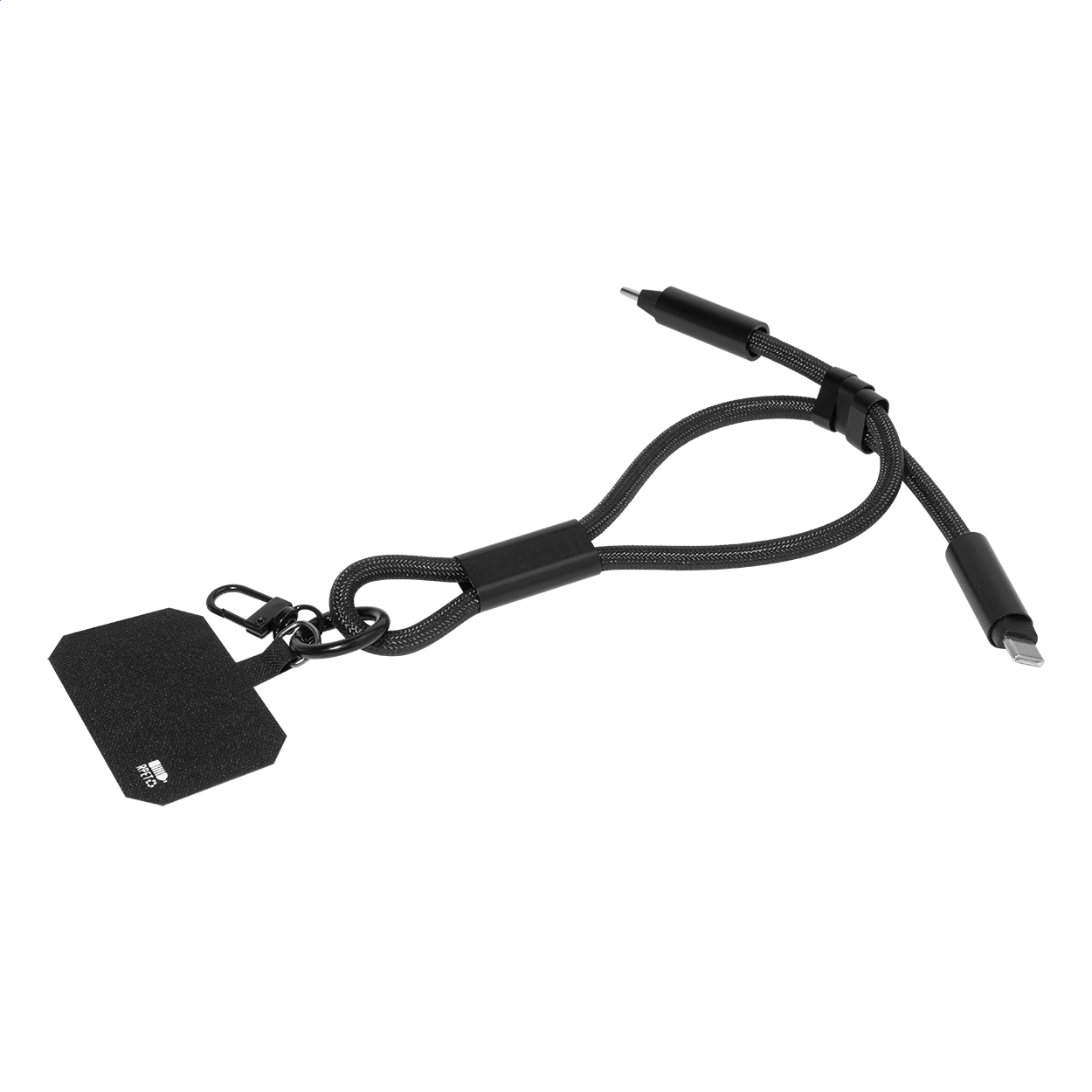 CuffCharge 60W RPET kabel s náramkem na mobil černá