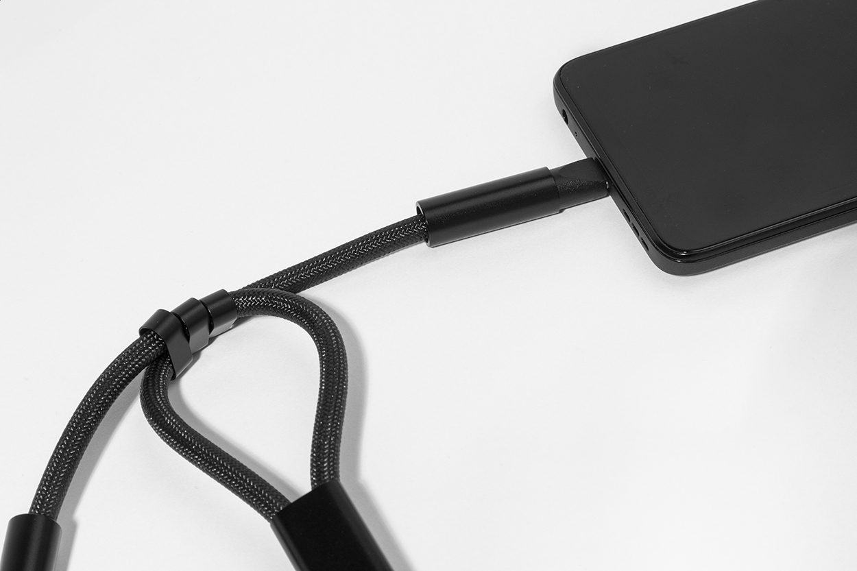CuffCharge 60W RPET kabel s náramkem na mobil černá